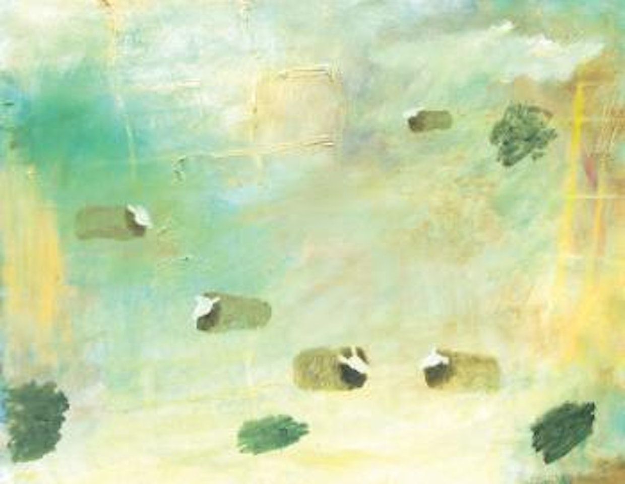 Sheep in the warm sun by Mary Newcomb