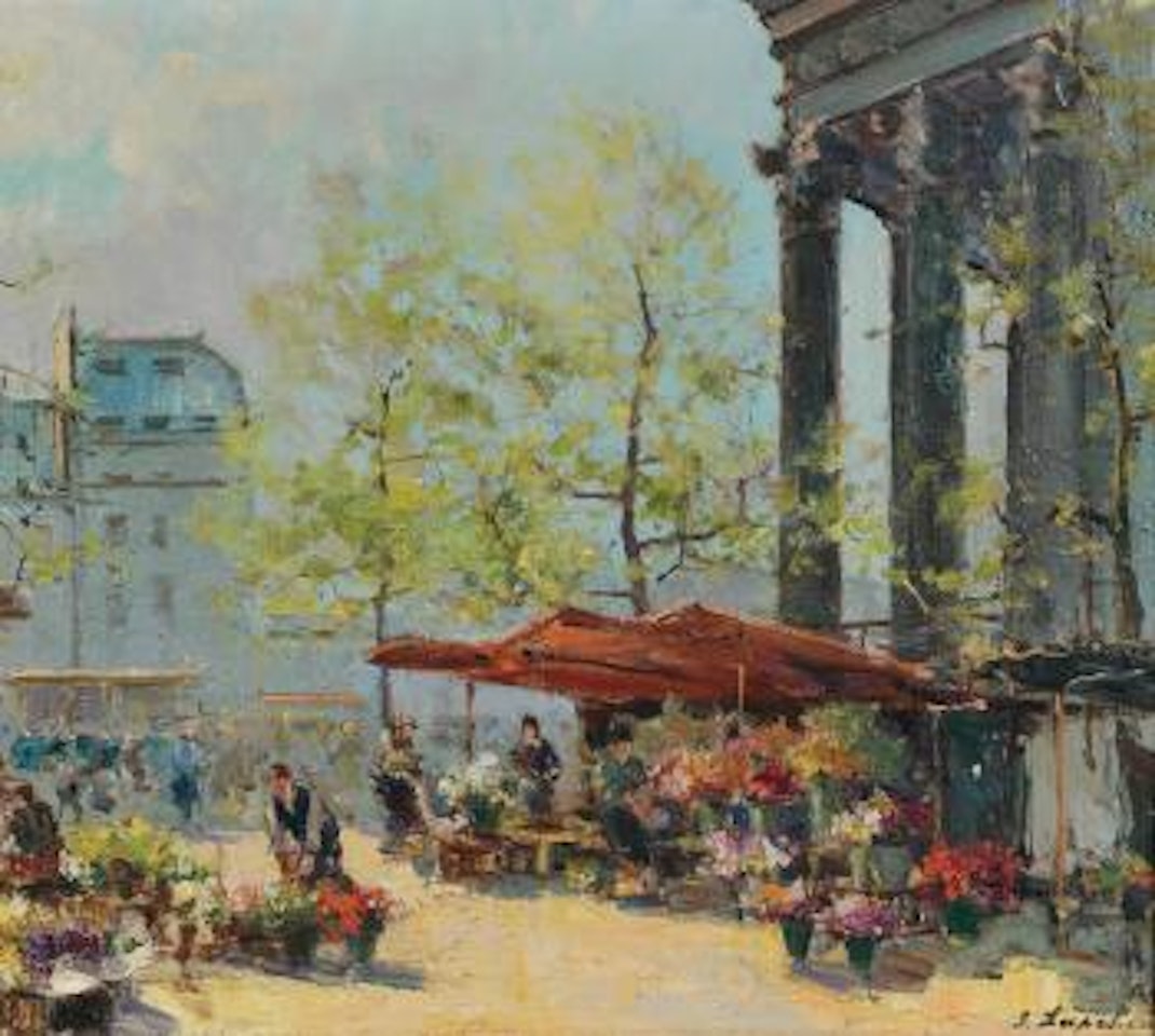 Le marché aux fleurs, place de la Madeleine by Georgij Aleksandrovic Lapschin