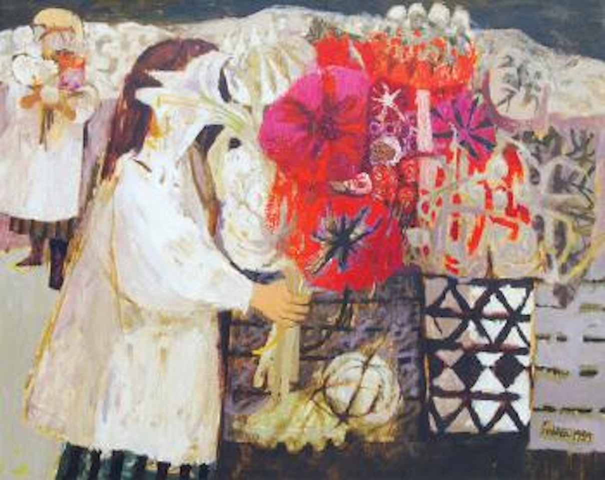 Girls and flowers by Mary Fedden