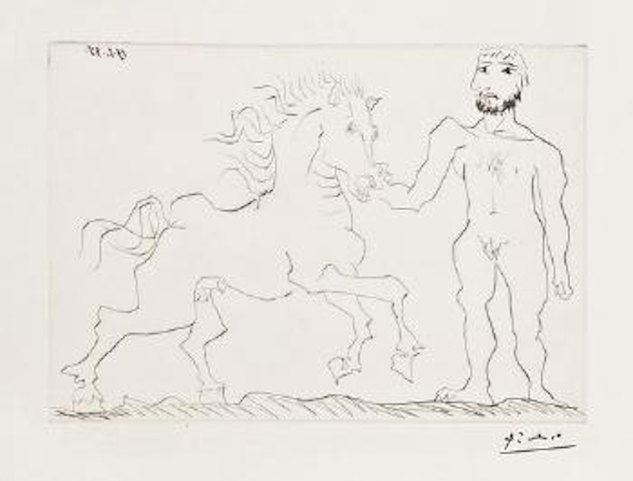 Homme nu debout et cheval by Pablo Picasso