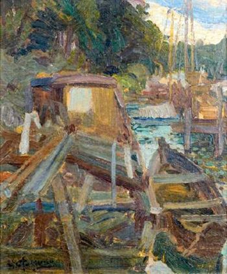 Péniches by Nicolai Fechin