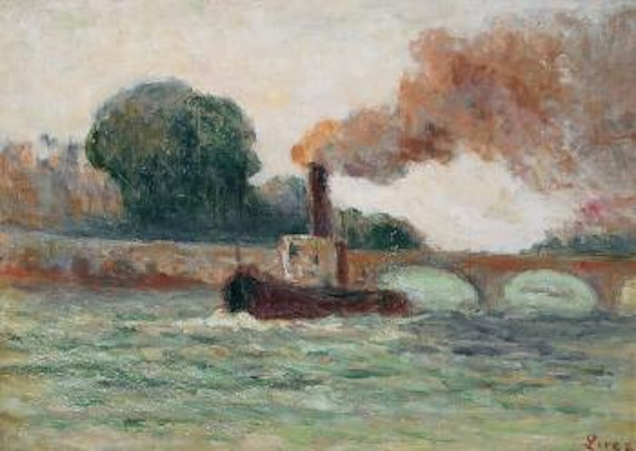 Petit remorqueur sur la Seine à Paris by Maximilien Luce