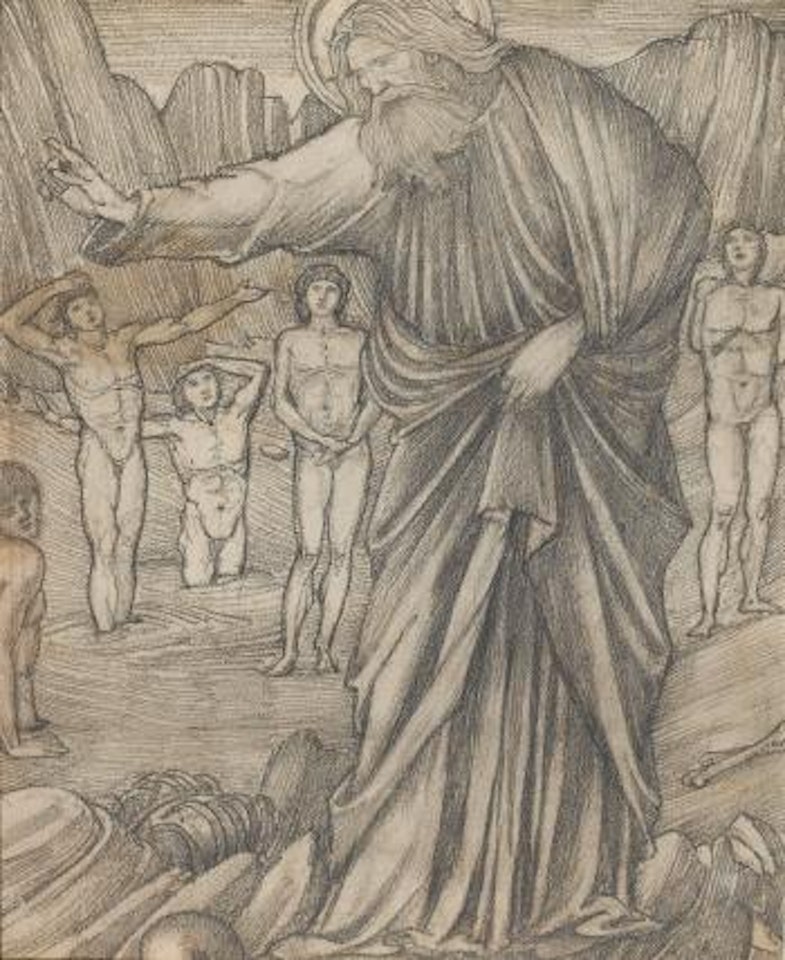 A study for Ezekiel in the Valey of Dry Bones, a stained glass window at Jesus College Chapel, Cambridge by Edward Coley Burne-Jones