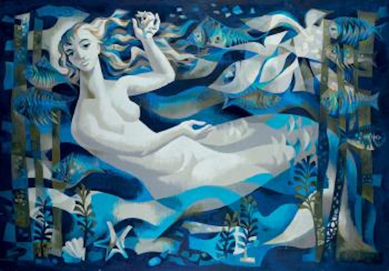 Sirène sur fond bleu by Serge Férat