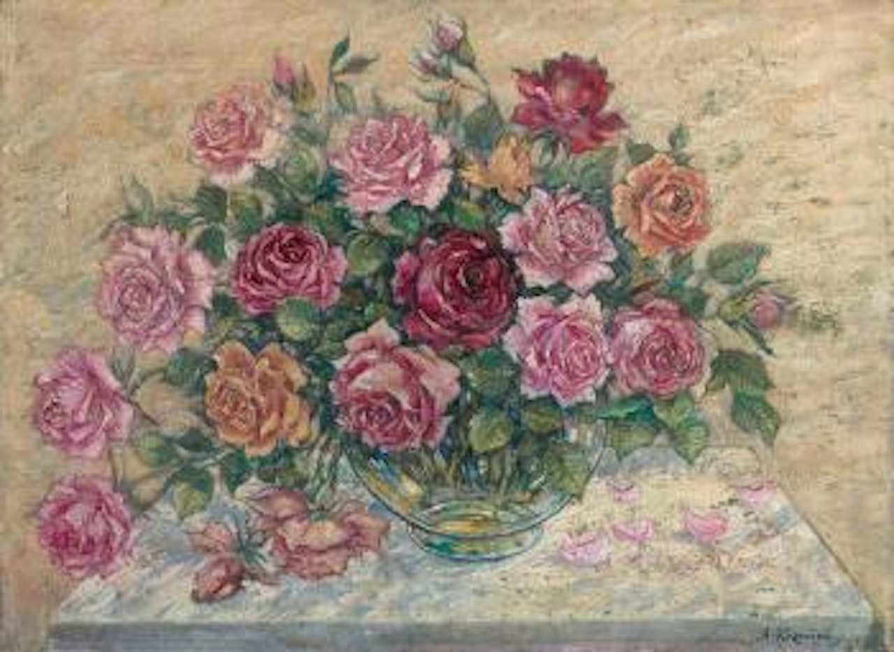 Bouquet de roses by Konstantin Alekseevich Korovin