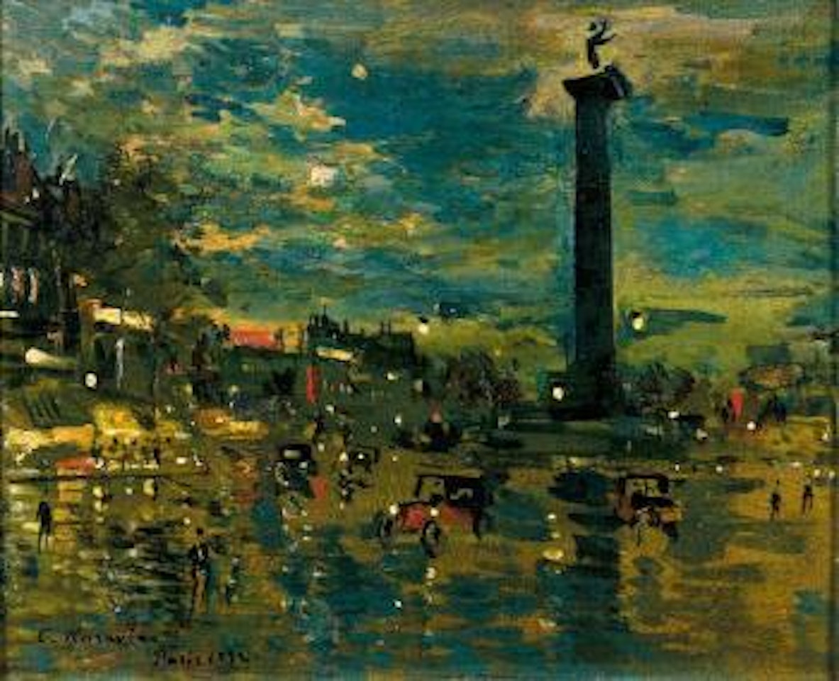 La place de la Bastille, Paris by Konstantin Alekseevich Korovin