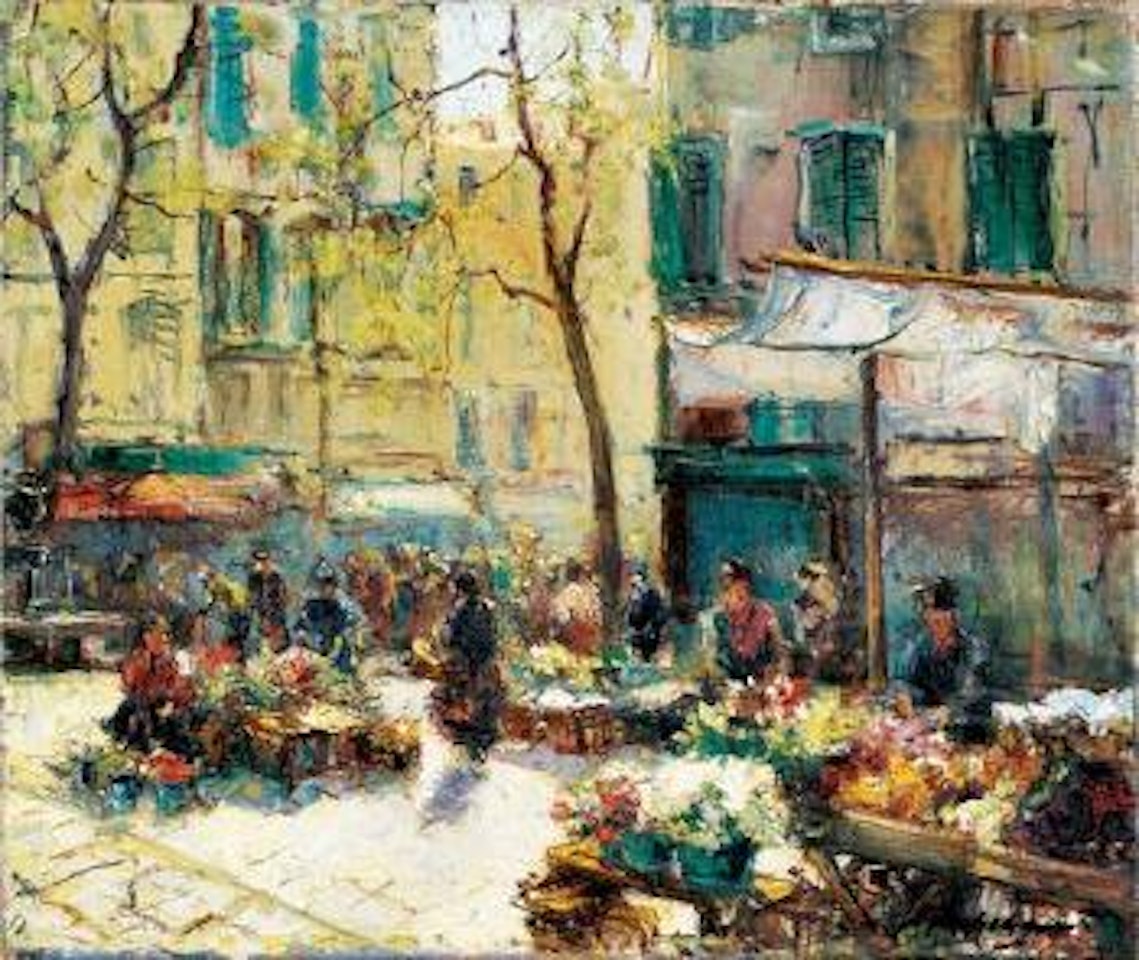 Le marché aux fleurs by Georgij Aleksandrovic Lapschin