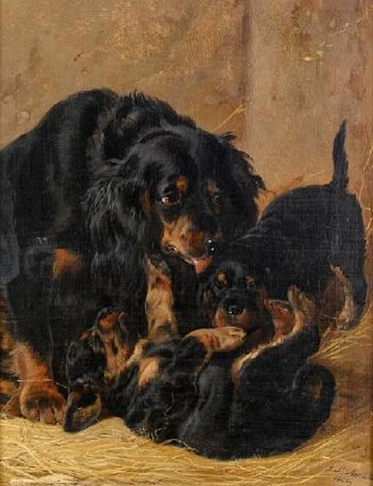 A family of Gordon Setters by Richard Ansdell