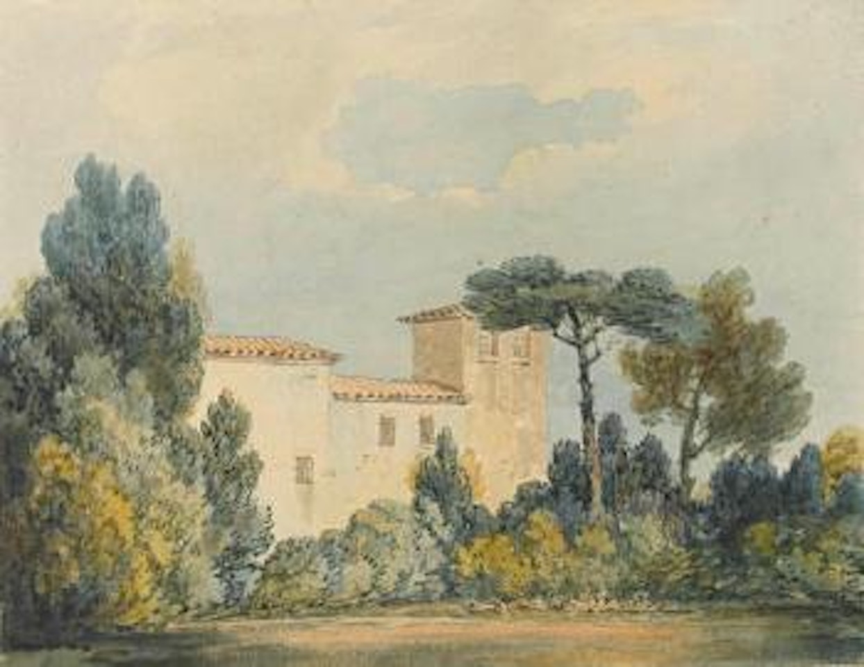 Arno, a villa among trees and bushes by Thomas Girtin by Joseph Mallord William Turner