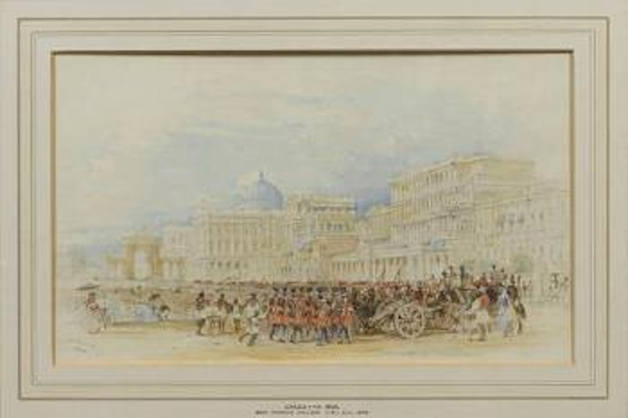 View of Calcutta with military parade by Thomas Allom