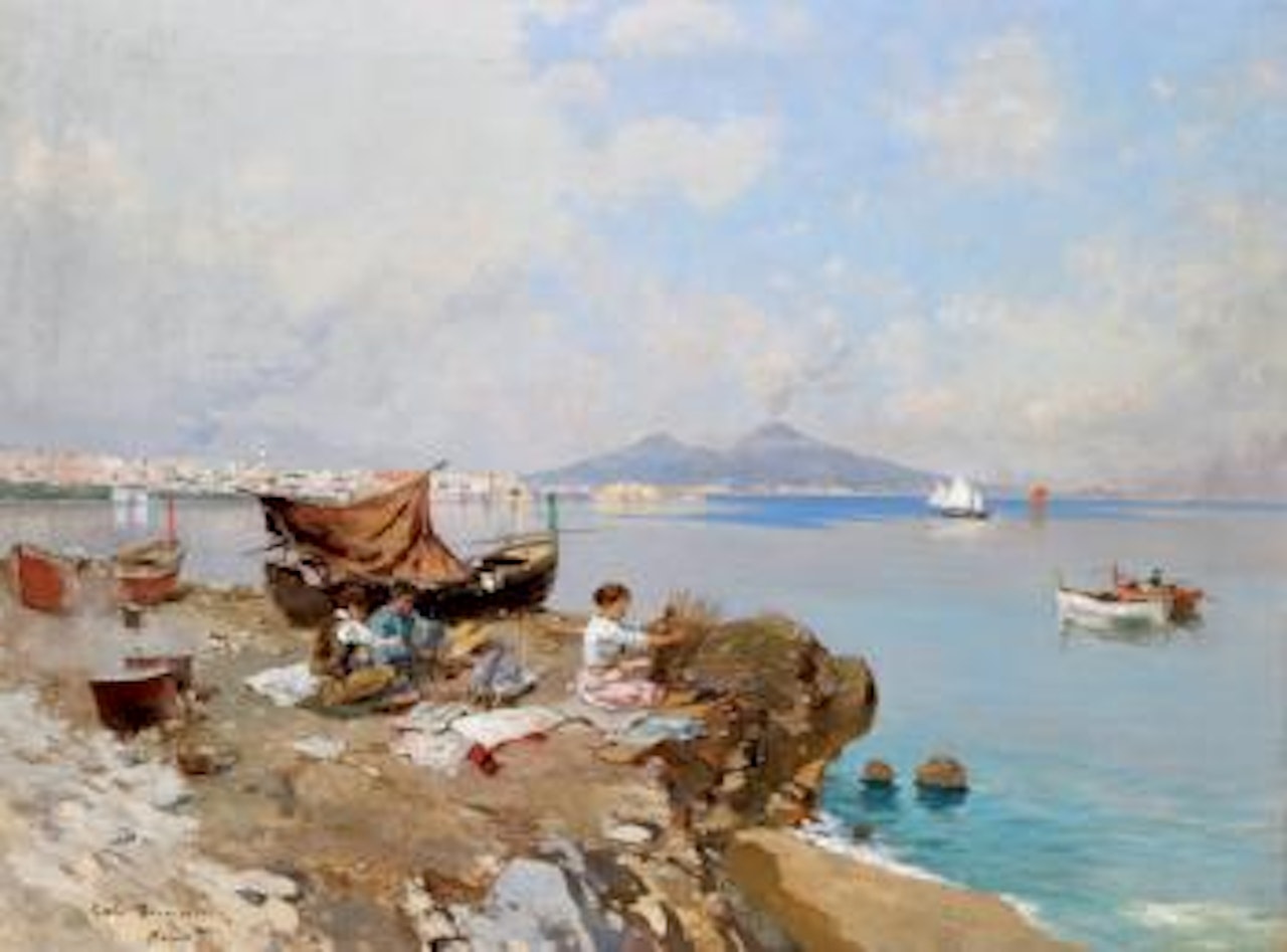 Veduta del Vesuvio e figure by Carlo Brancaccio