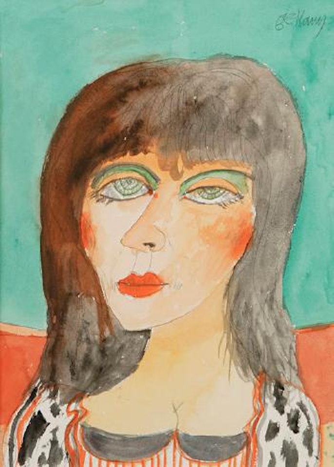 Girl in a striped dress by John Bellany