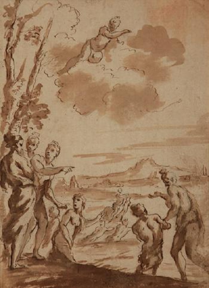 Classical figures in a landscape by Pier Francesco Mola