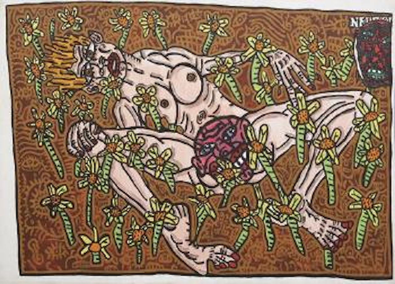 Naissance parmi les fleurs (Birth among the flowers) by Robert Combas