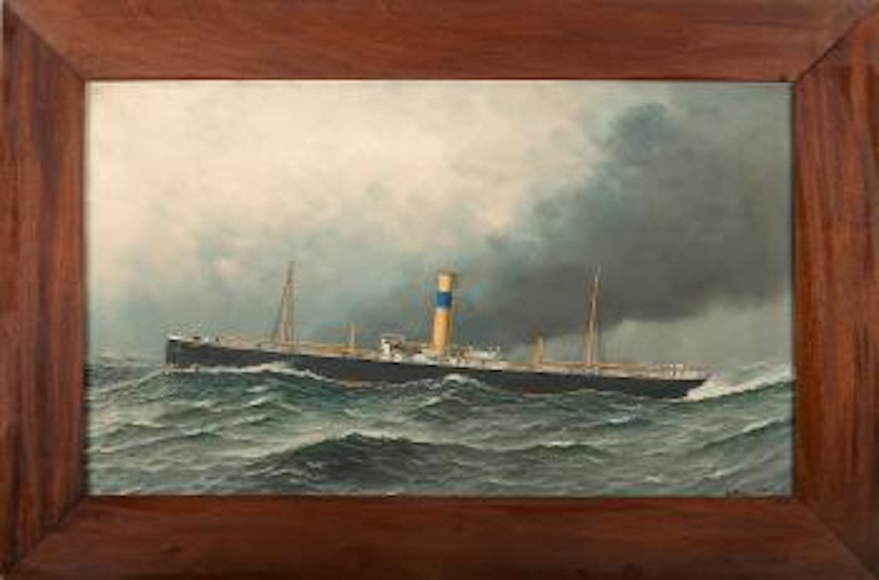 The steamship Arizonan in heavy seas by Antonio Jacobsen