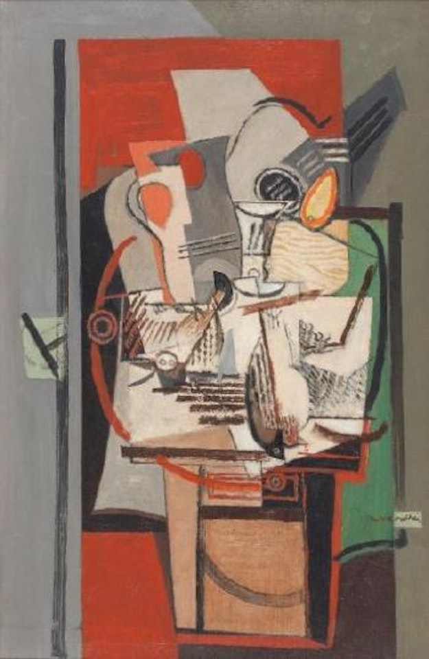 Guitare et oiseaux morts sur une table by Louis Marcoussis