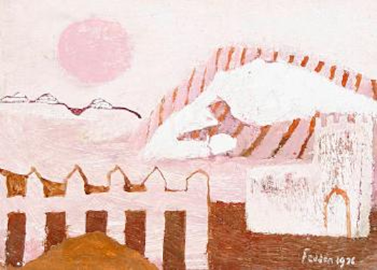 Church in a landscape by Mary Fedden