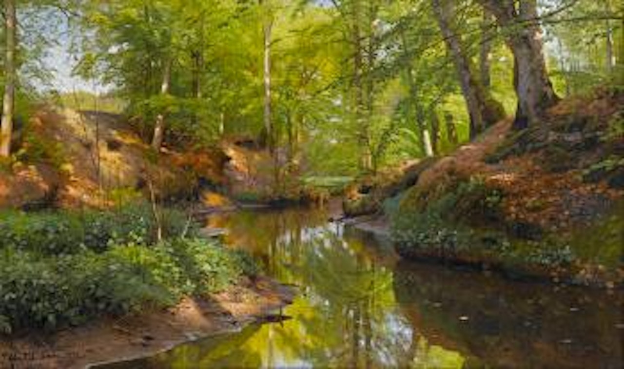 Sunlight in a wood by Peder Mork Monsted