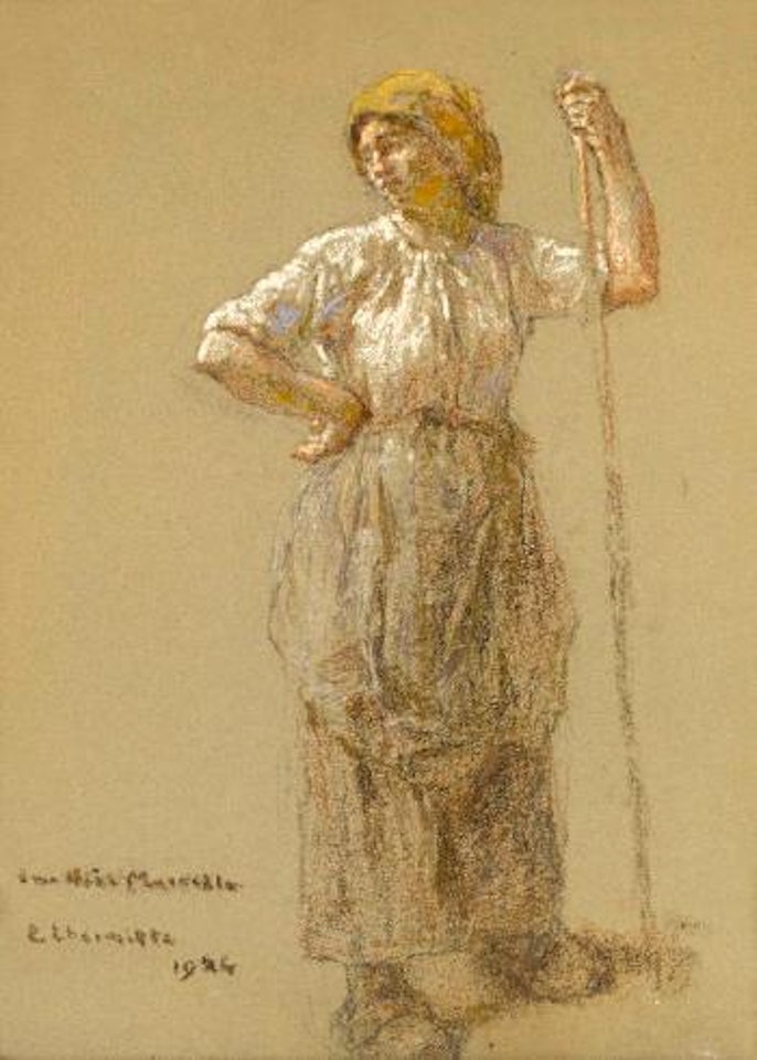 Faneuse debout by Léon Augustin Lhermitte