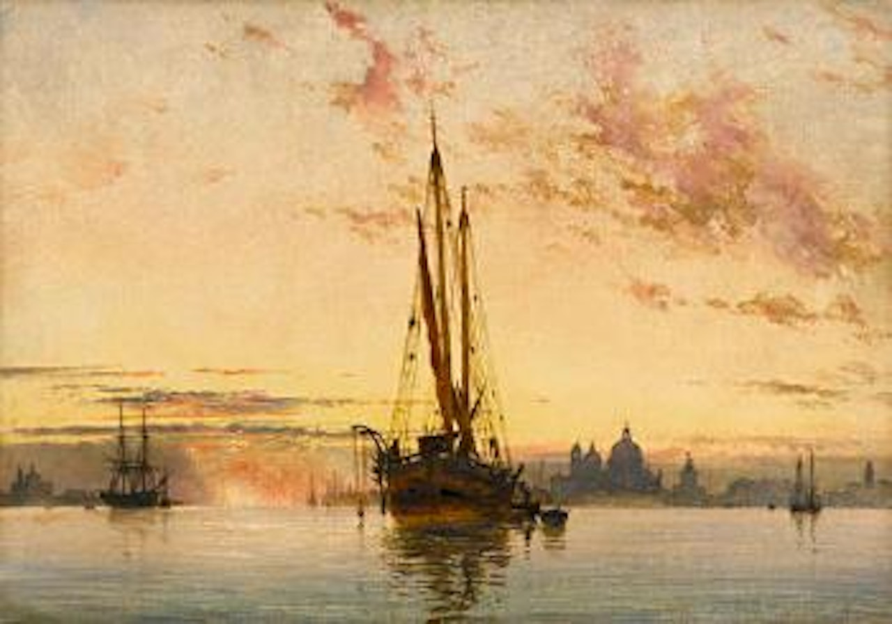 Sunset behind Salute, with Greek bombardo by Edward William Cooke
