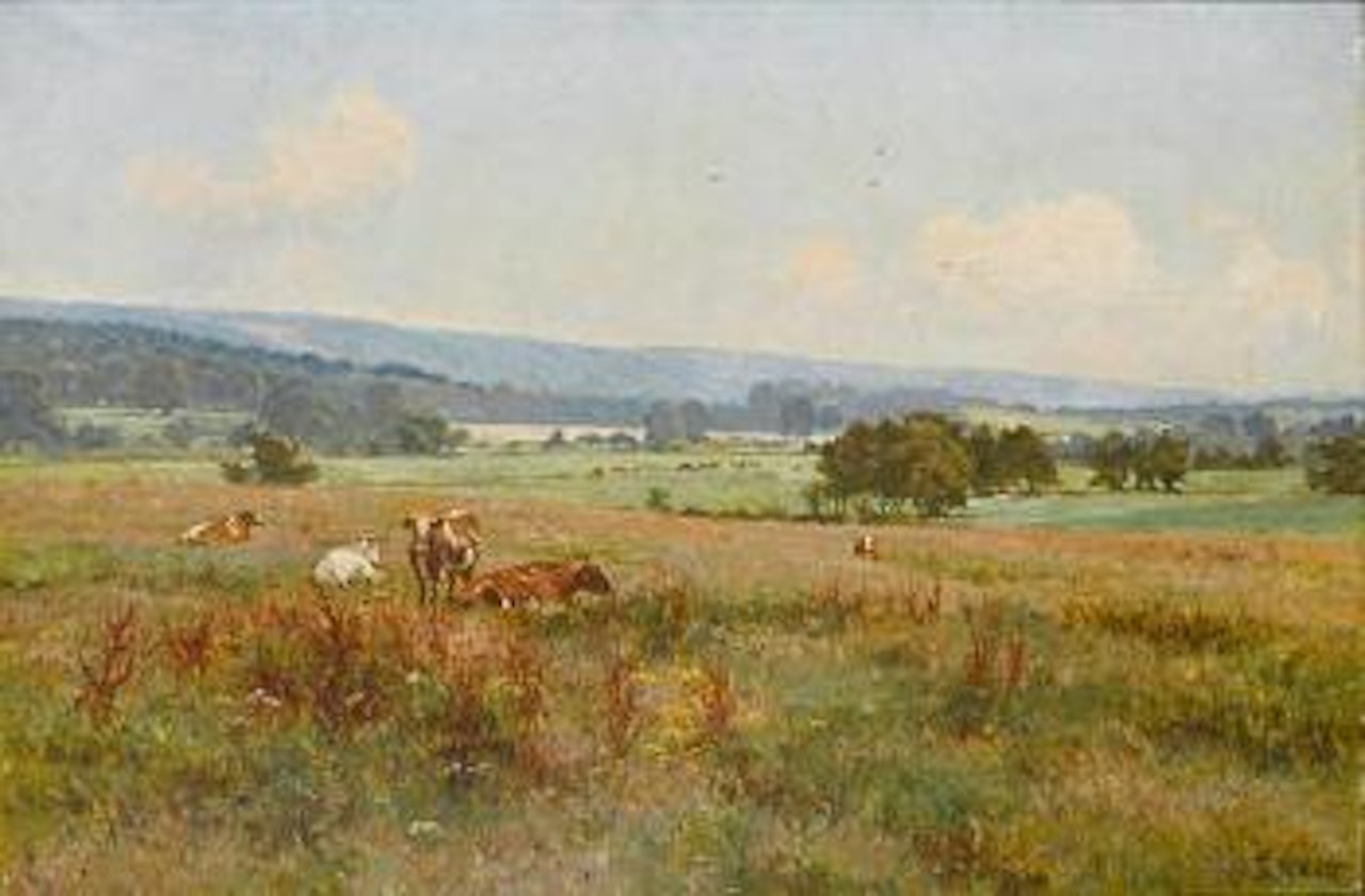 Cattle in a meadow by Edward Wilkins Waite