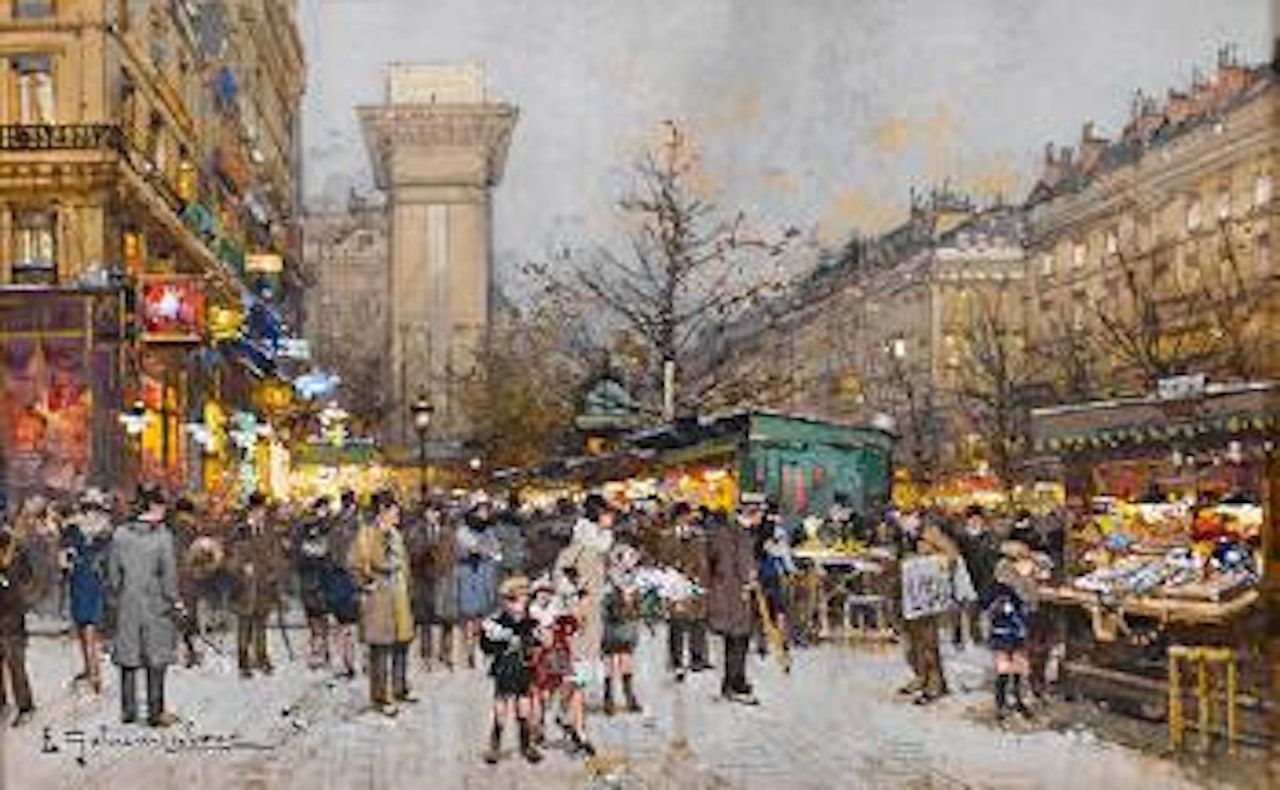 La porte Saint-Denis, Paris by Eugene Galien-Laloue