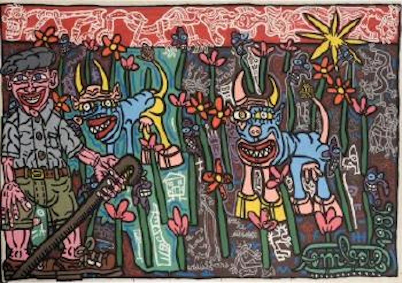 Le paysan et les bêtes à cornes by Robert Combas