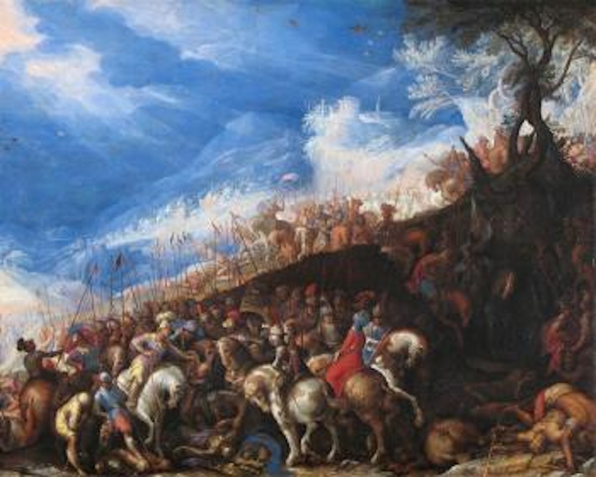 Alexander the Great and his Captains recovering the dying Persian Emperor Darius after the battle of the Issus by Frederick van Valkenborch