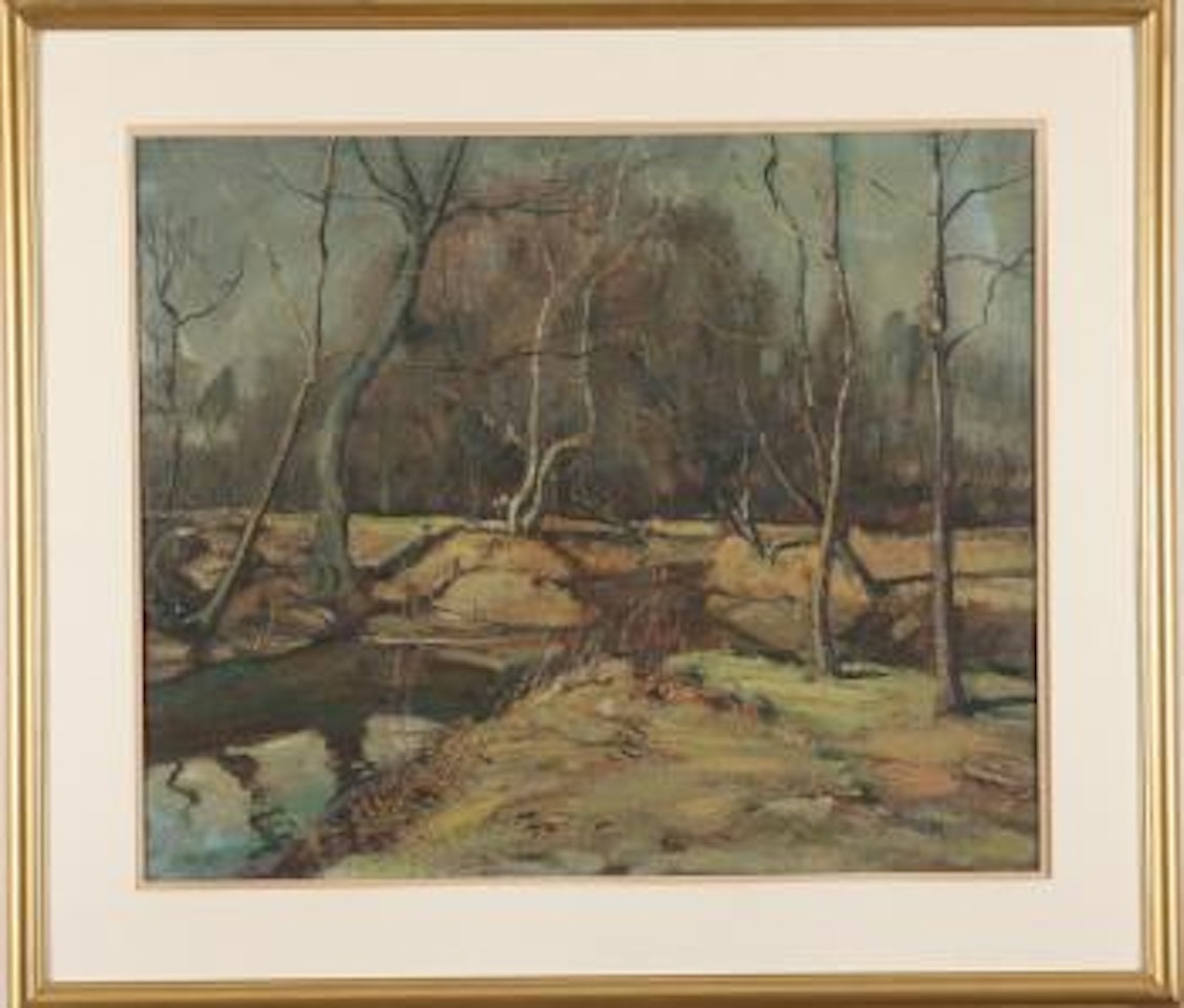 Winter landscape with creek by Walter Emerson Baum