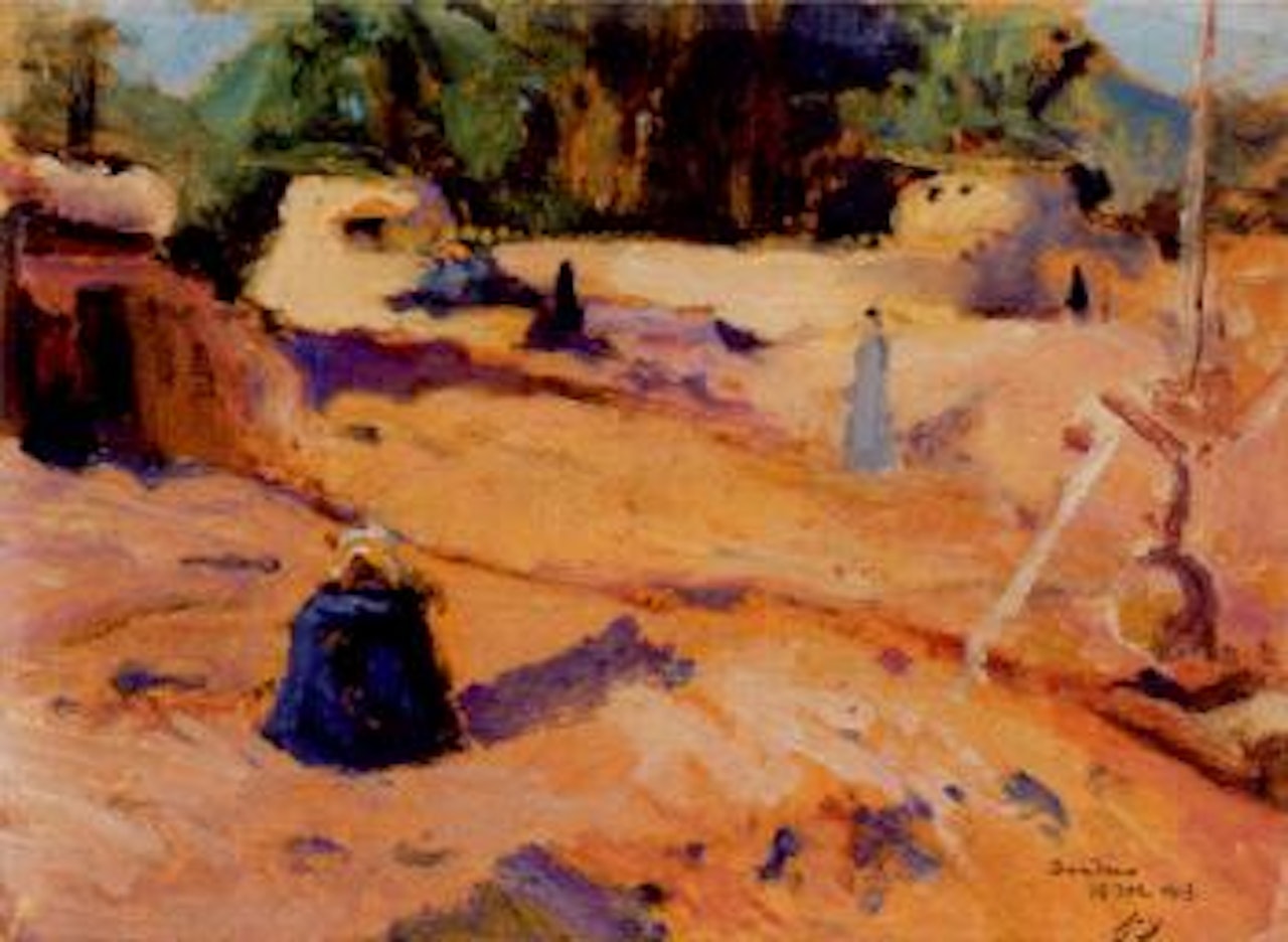 Homme assis a Dendera.  Le soir a Keneh.  Paysage a Nakadah.  Felouque au bord du Nil.  Porteuses d'eau a Dendera.  Femmes dans le village de Kener by Jacques Majorelle