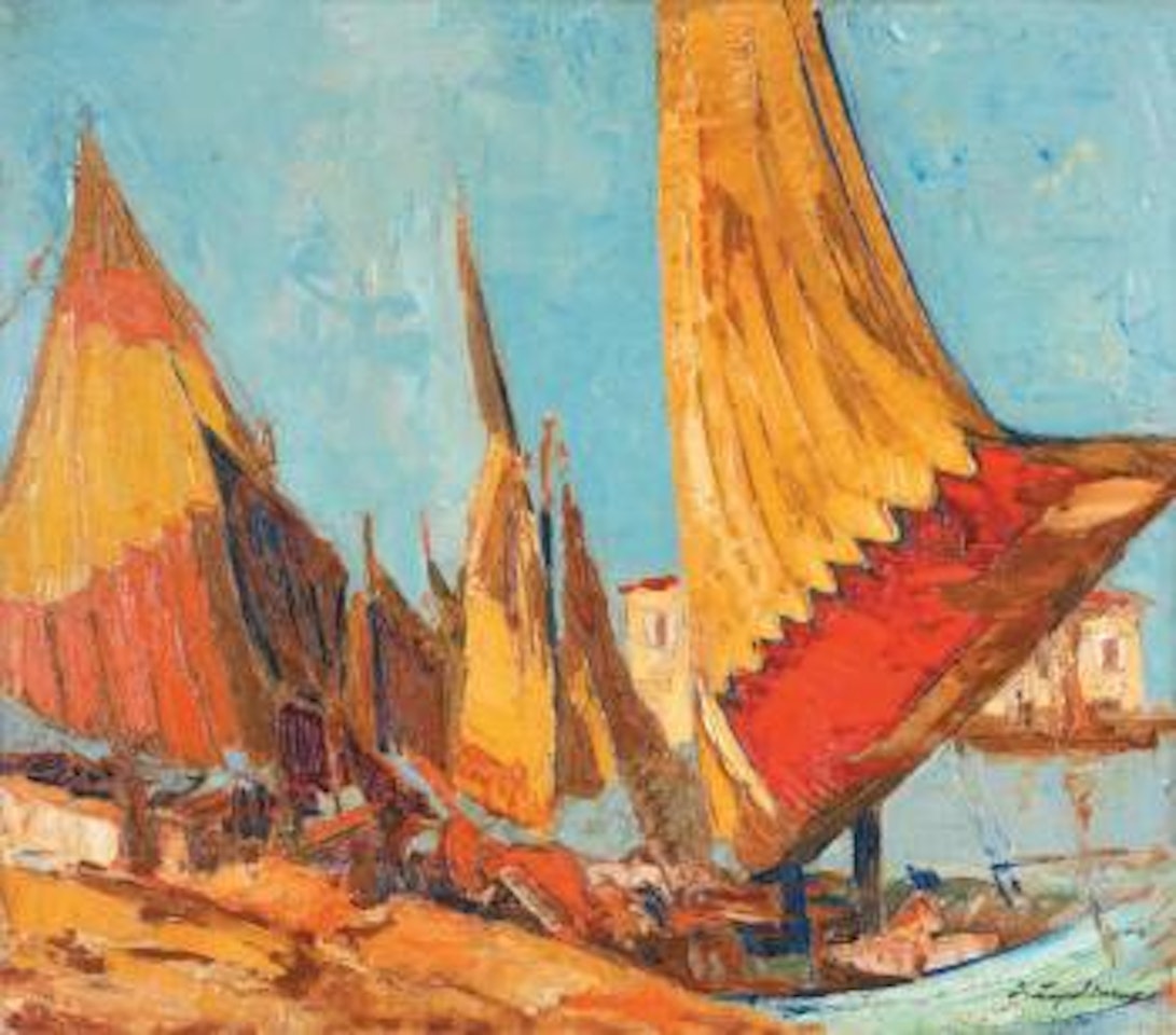 Le port by Georgij Aleksandrovic Lapschin
