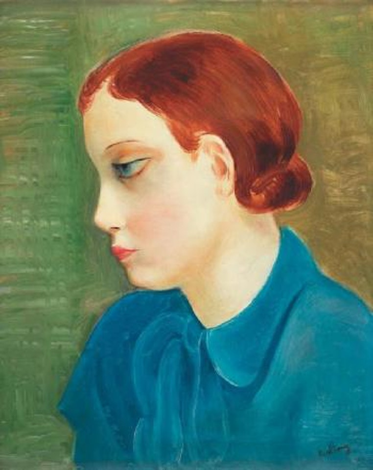 Portrait au corsage bleu by Moïse Kisling