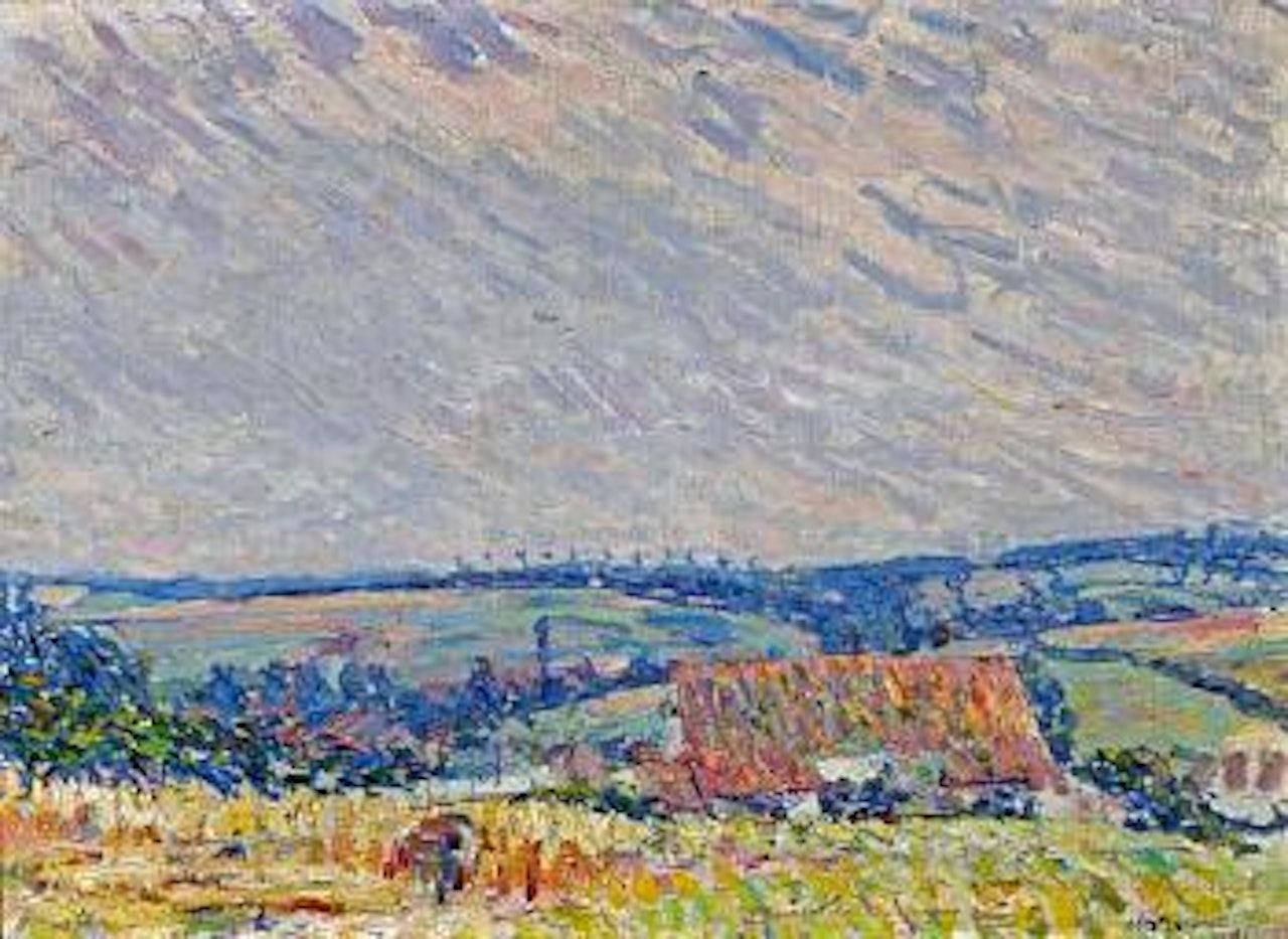 Rooftop and fields, Belgium by Joseph Raphael