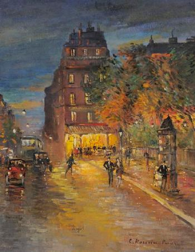 Les grands boulevards animés la nuit, Paris by Konstantin Alekseevich Korovin