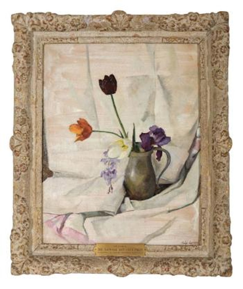 Tulips, still-life with spring flowers by Luigi Lucioni