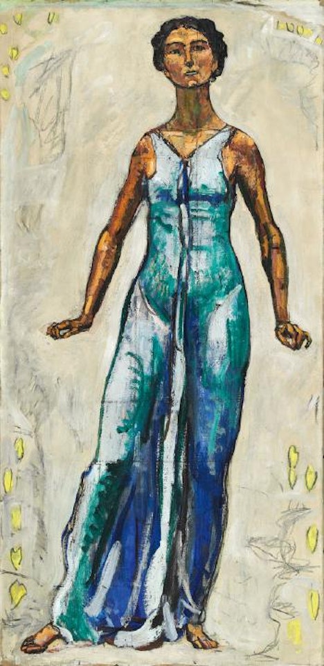 Studie zu 'Blick in die Unednlichkeit,' wohl zweiten Figur von rechts by Ferdinand Hodler