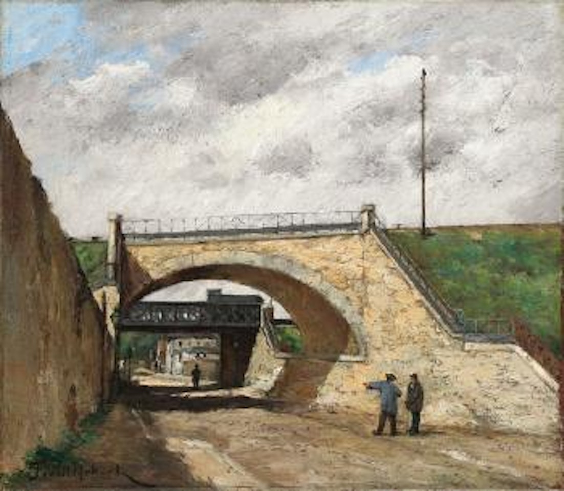 Le chemin de fer de ceinture, le pont de la Rue Rottenbourg à Paris by Paul Désiré Trouillebert