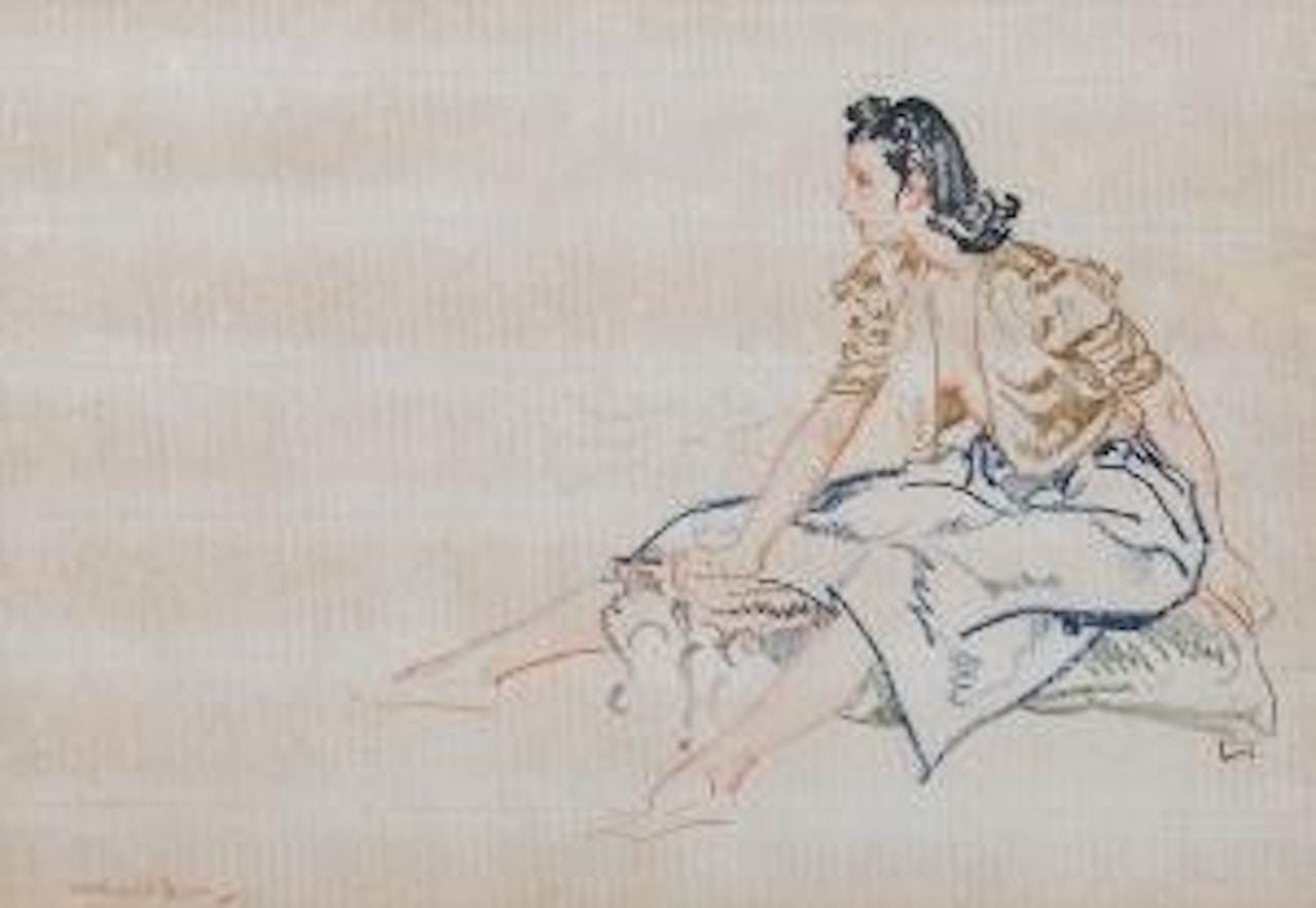 Woman on Ottomoan by William Russell Flint