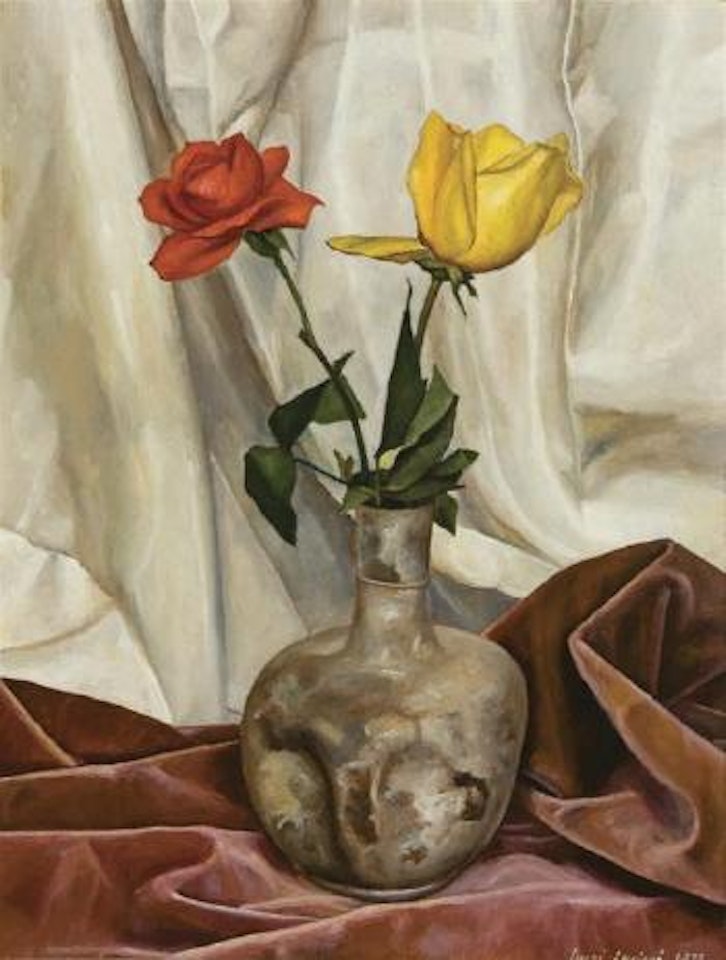 Yellow and red roses by Luigi Lucioni
