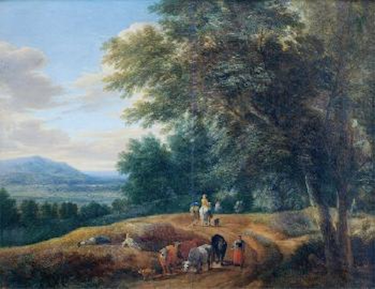 Scene pastorale dans un paysage de clairiere by Adriaen Frans Boudewyns by Pieter Bout