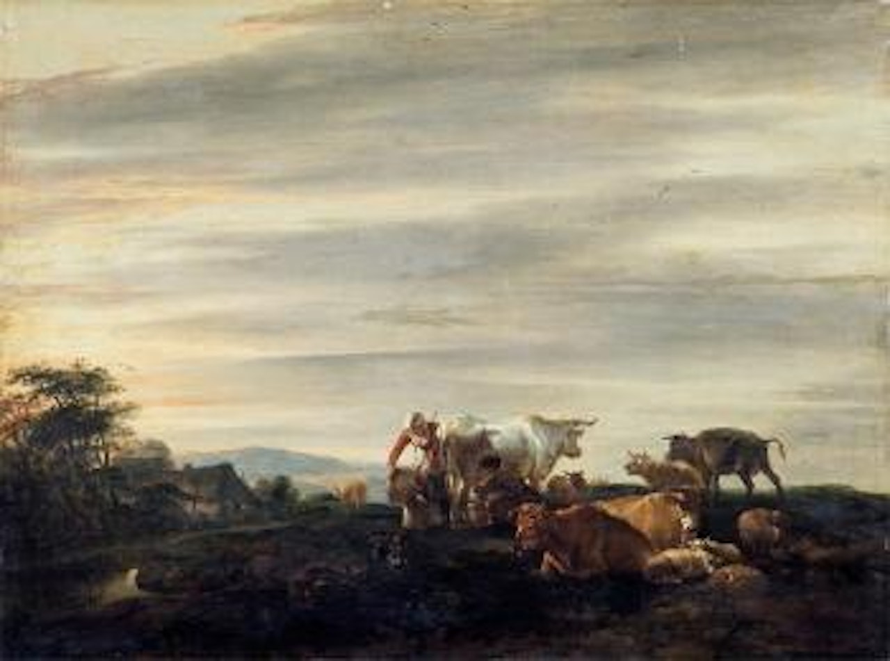 Troupeau au repos au soleil couchant by Nicolaes Pietersz Berchem