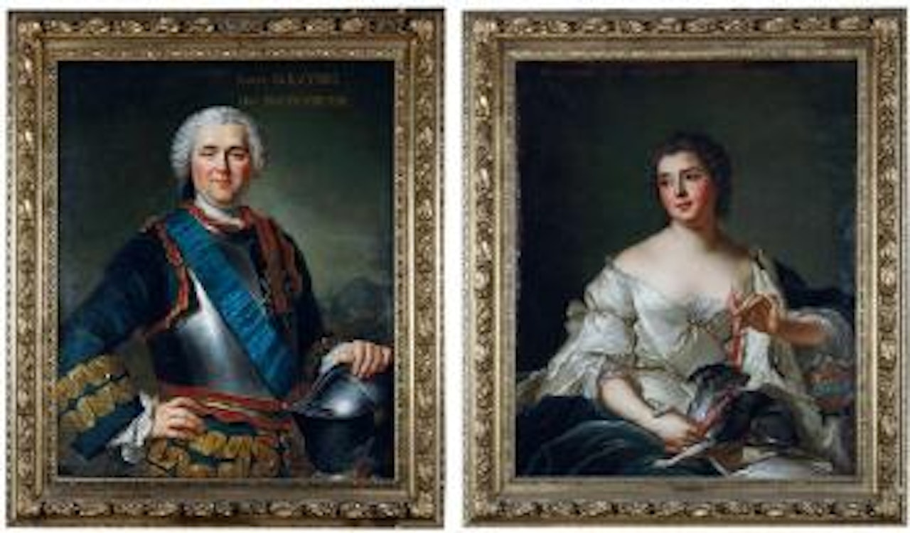 Marie Charles Louis D'Albert de Luynes, Duc de Chevreuse, en curasse. Henriette Nicole, Princesse Pignatelli D'Aragon, Duchesse de Chevreuse by French School