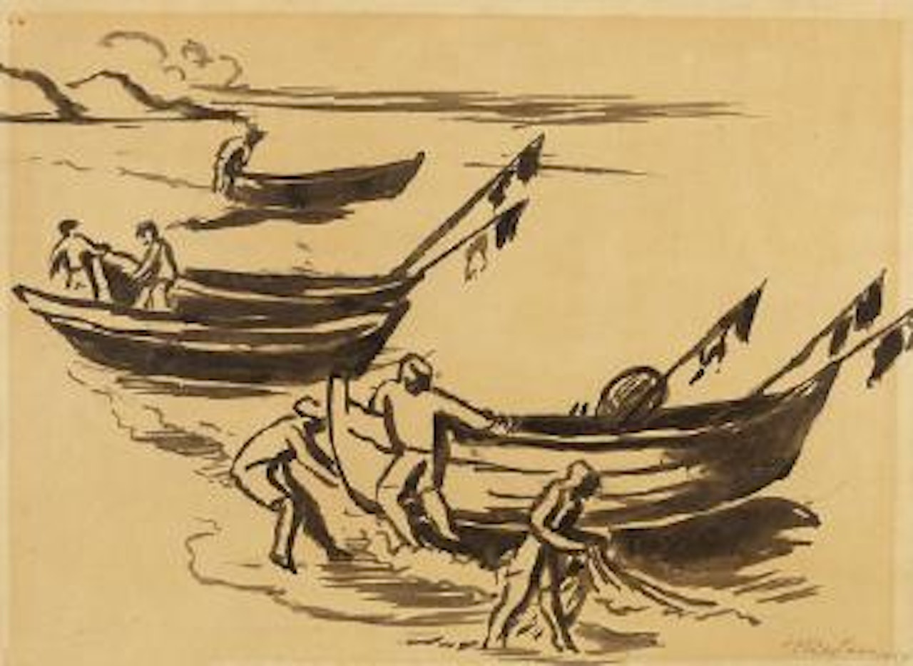 Fischerboote am Strand by Max Pechstein
