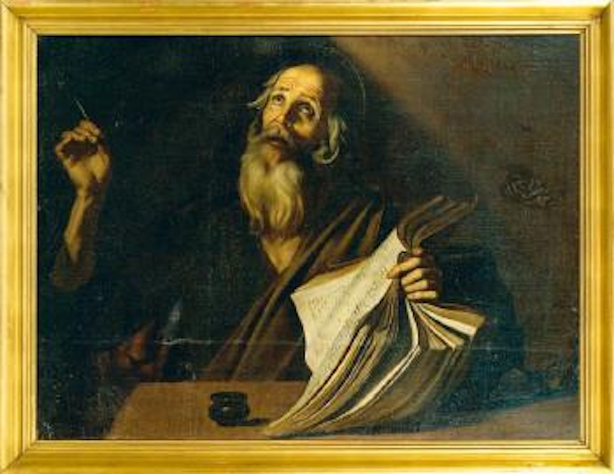 Saint Marc écoutant l'Inspiration Divine, rédigeant son évangile by Italian School