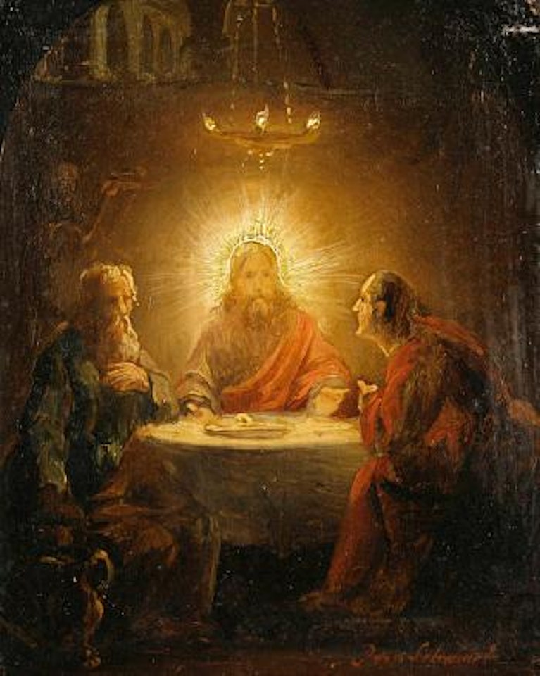 Christ breaking bread by Petrus van Schendel