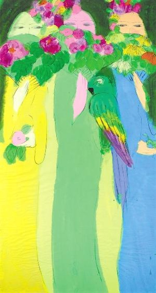 Three women and a parrot by Walasse Ting
