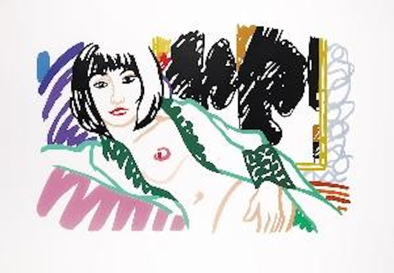 Monica in robe with Motherwell by Tom Wesselmann