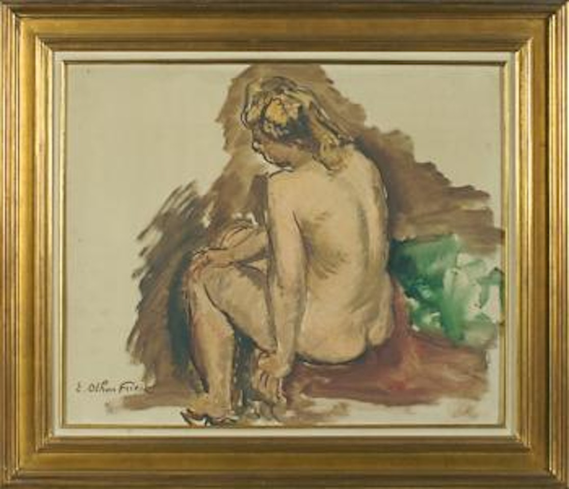 Etude pour une femme nue assise de dos by Othon Friesz