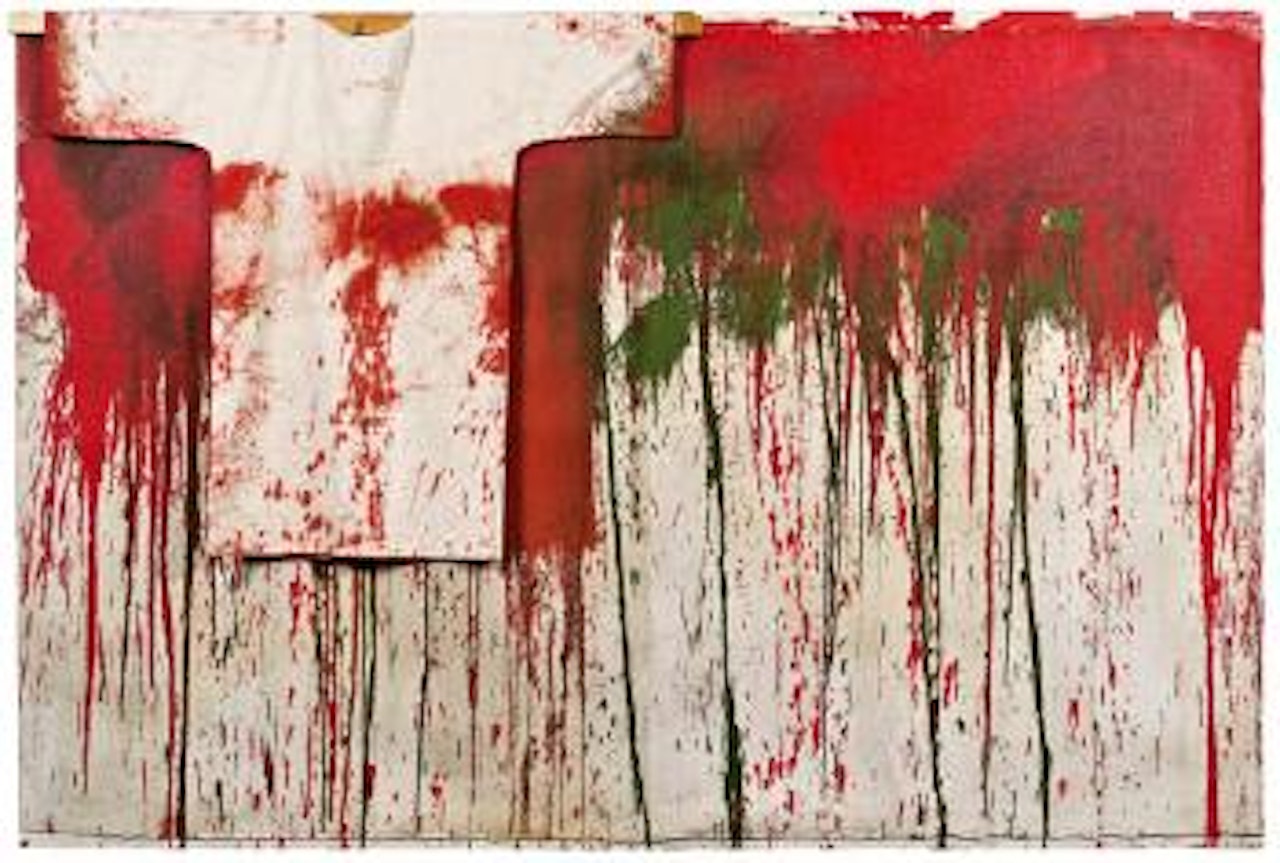 Schüttbild mit Malhemd (Kreuzwegstation) by Hermann Nitsch
