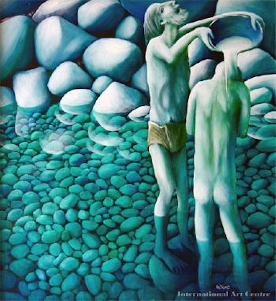 The baptism of Christ in a Taranaki stream by Michael Smither